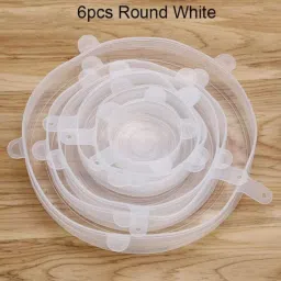 Silicone Stretch Lids 6-Pack, Reusable Durable Food Storage Covers for Bowl Cups Jars Fruits Vegetables, Expandable Food Covers Keeping Food Fresh Fit 8.3 inch, 6.5 inch, 5.7 inch, 4.5 inch, 3.8 inch, 2.6 inch Lid Set-12