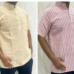 Pack of 2 Men Striped Khadi Cotton A-line Kurta-image-78