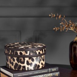 Pure Home and Living  Brown & Beige Printed Leather Round Box-27