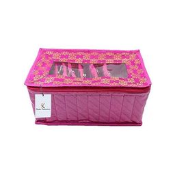 Kuber Industries Pink Printed Cotton Jewellery Organiser-74