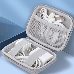 HOUSE OF QUIRK Grey Textured Oxford Waterproof & Portable Hard Travel Cord Organiser-image-85