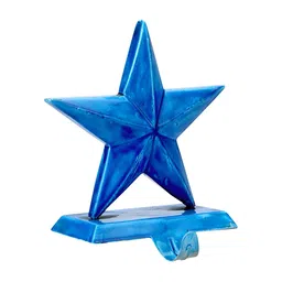 Hind Decor Blue Metallic Christmas Star Stocking Holder-12