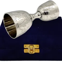 Brass Engraved Peg Measure Cup with Decorative Box, 30 ml / 60 ml, Silver Finish Glass Shot Glass-image-23