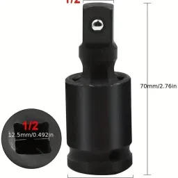 aasons 1/2" Inch DR Square Drive Socket Black Universal Joint Wobble Flex U-Joint Socket Set image 3