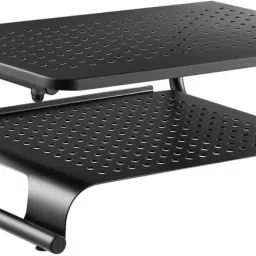 TECHGEAR Laptop/Monitor Riser Stand with Rugged, Sturdy, Vibration Free Construction. Holds 20kg (44lbs), Vented Cooling, Black (RS003) Laptop Stand-0
