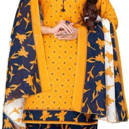 Cotton Blend Printed Readymade Salwar Suit Ready to Wear Printed Kurta, Patiala & Dupatta Set-image-74