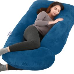 J Shape Full Body Support Maternity Pillow For Pregnant Women Microfibre Solid Pregnancy Pillow Pack of 1-image-19