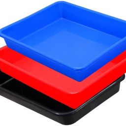 Plastic Exel Small Tray For Home/Office, 3 pc Tray 2 Ltr, Red Blue Black Tray-image-89