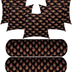 5 Cushion And 2 Microfibre Floral Bolster Pack of 7-image-70