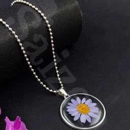 Dry Purple Sunflower with glass stainless steel pendant locket Silver Stainless Steel Pendant-image-14