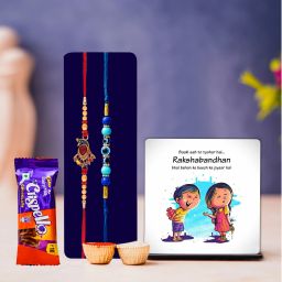 Designer Gold Metal Rakhi Set Showpiece Gift Box Combo Assorted Gift Box-image-66