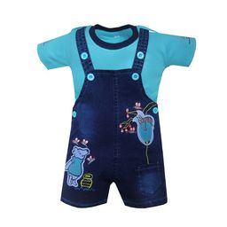 BAESD Kids Graphic Embroidered Cotton Denim Dungaree-28