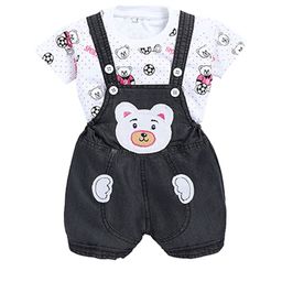 BAESD Infants Embroidered Cotton Denim Dungaree With T-Shirt-53