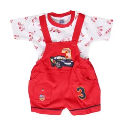 BAESD Infants Applique Patch Detail Pure Cotton Dungaree With T-Shirt-image-41
