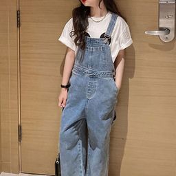 LULU & SKY Girls Light Wash Straight Leg Denim Dungaree-58