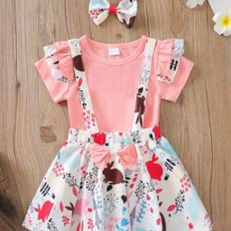 BAESD Kids Printed Fit & Flare Dress With T-Shirt-91