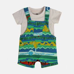 MINI KLUB Boys Printed Pure Cotton Dungaree With T-Shirt-picture-1