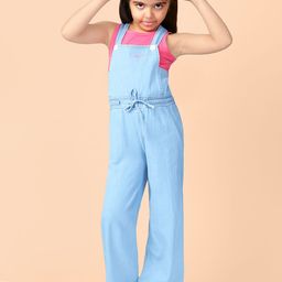 Naughty Ninos Girls Blue & Pink Solid T-Shirt With Dungarees-image-81