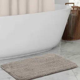 Taupe Solid 100% Polyester 23.6x15.7 Inches AntiSkid Bath Mat by Obsessions-picture-40