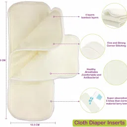 bembika 4-Layer Viscose Bamboo Fiber Inserts Liners Natures Cloth Diaper Liner,Reusable Washable inserts image 3