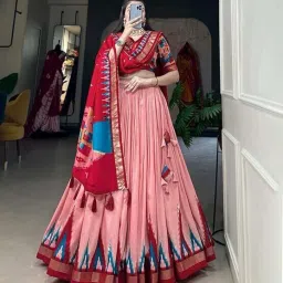 Floral Print Semi Stitched Lehenga Choli-image-68