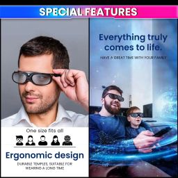 amiciVision 3D Eyewear for DLP Link 3D Projectors, 144Hz Rechargeable Active Shutter Video Glasses image 5