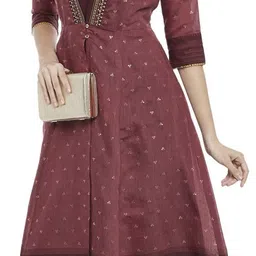 rangmanch by pantaloons Women Peplum Maroon Maxi/Full Length Dress-picture-40