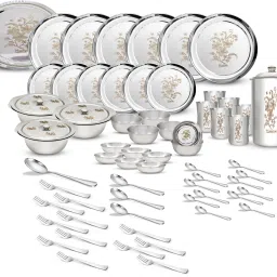 Pack of 66 Stainless Steel Long Life Durable Virgin Stainless Steel Dinner Set-image-54