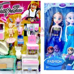 Doll House Set for Girl's Combo of 2 Funny Doll House Pretend Play Set-16