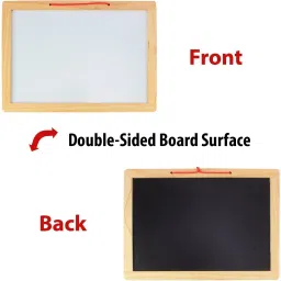 Wooden Educational Two in One Slate with White and Black Board for Kids including Eraser marker pen-12