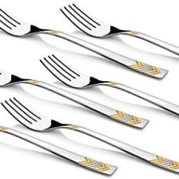 Raga Gold Plated 6 Dinner Fork Stainless Steel Cutlery Set-28