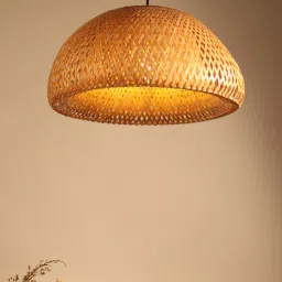 habereindia Dome Handmade Bamboo Pendant Hanging Light (Brown)-picture-1