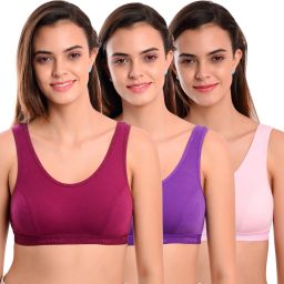 Pack of 3 Women Sports Non Padded Bra-image-70