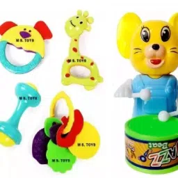 CAT Drummer and Little Babies, 4 Cute Toys 1 Set of 4 Rattle Pack 2 Combo Rattle-7