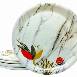 (SIZE-8" INCH)PLATE Melamine Round Half Size Dinner & Lunch Plates LOTUS FLOWER Dinner Plate-17