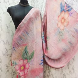 Linen Blend Floral Print Blue, Peach, Green Women Dupatta-image-76