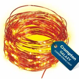 crompton 100 LEDs 10 m Yellow Steady String Rice Lights image 2