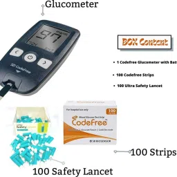 sd Codefree Blood Glucose testing monitor machine with 100 Strips & Safety Lancet - Glucometer image 5