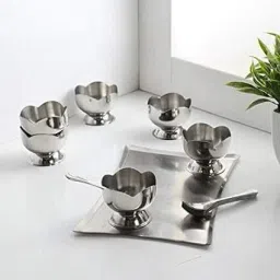 Stainless Steel Dessert Bowl Dessert Bowl stainless steel Ice Cream Cup Bowl (Pack of 6, silver )-16
