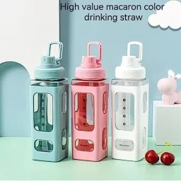 Water Bottle with Straw and Sticker, Bear Water Bottle 700 ml Water Bottle-picture-14