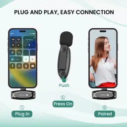 portronics Dash 7 Type C Wireless Mic with Plug & Play Technology,Collar Microphone image 3