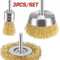 HIGH QUALITY Wire Brush Set Copper Plated Crimped Steel Wheel Cup End Cleaning Wheel Brush-image-7