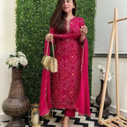 Printed Kurta, Trouser/Pant & Dupatta Set-image-20