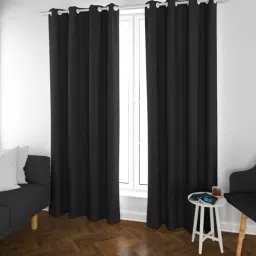 parda online Black Polyster Solid 9ft Blackout Eyelet Window/Door (1 Pc)-picture-29