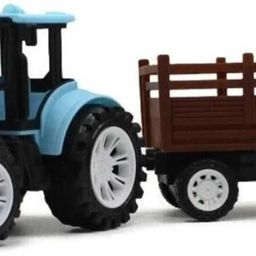veryke Medium size friction powered plastic tractor toy with trailer wagon behind-picture-46