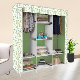 8 Shelf Foldable Collapsible Wardrobe Storage Organizer Almirah Cloth Rack Carbon Steel Collapsible Wardrobe-image-44
