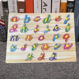 shalafi 3D Wooden Cursive Small Alphabets Puzzles Board Educational ABCD Tray for Kids-picture-17