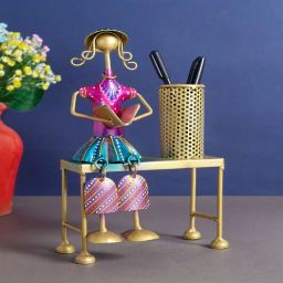 golden peacock Antique Doll Multicolour Iron Pen Stand-picture-37