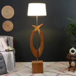 sapphire Natural Wood Floor Lamp With Shade Bulb Included E-27-picture-35