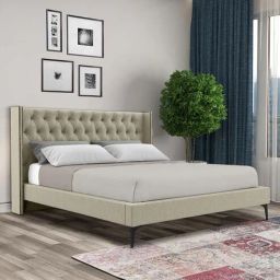 casacraft from pepperfry Noa Upholstered King Size Bed In Beige Color-picture-0